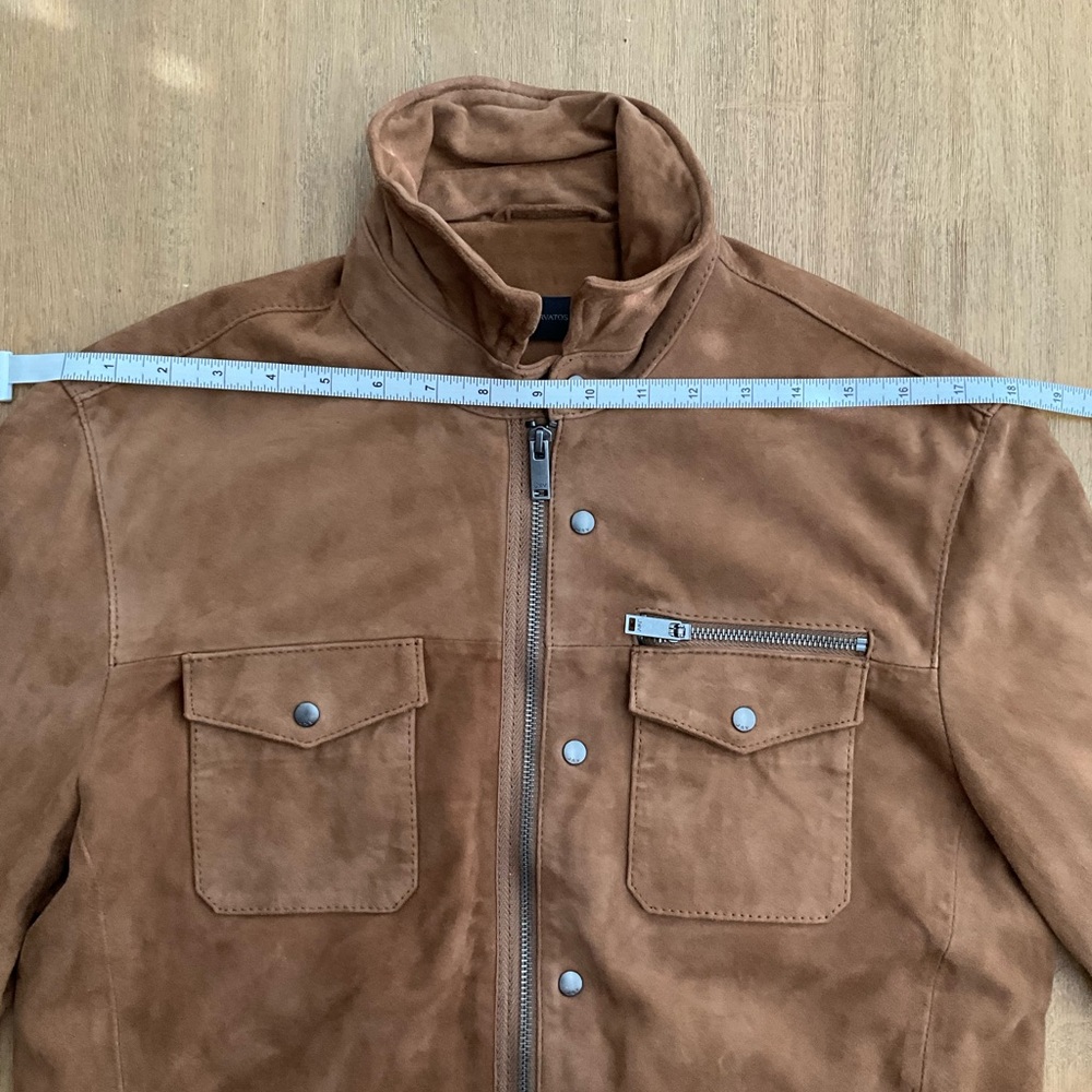 John Varvatos Shilo Suede Shirt Jacket Whiskey Brown Mens S (36/38) - Picture 12 of 12